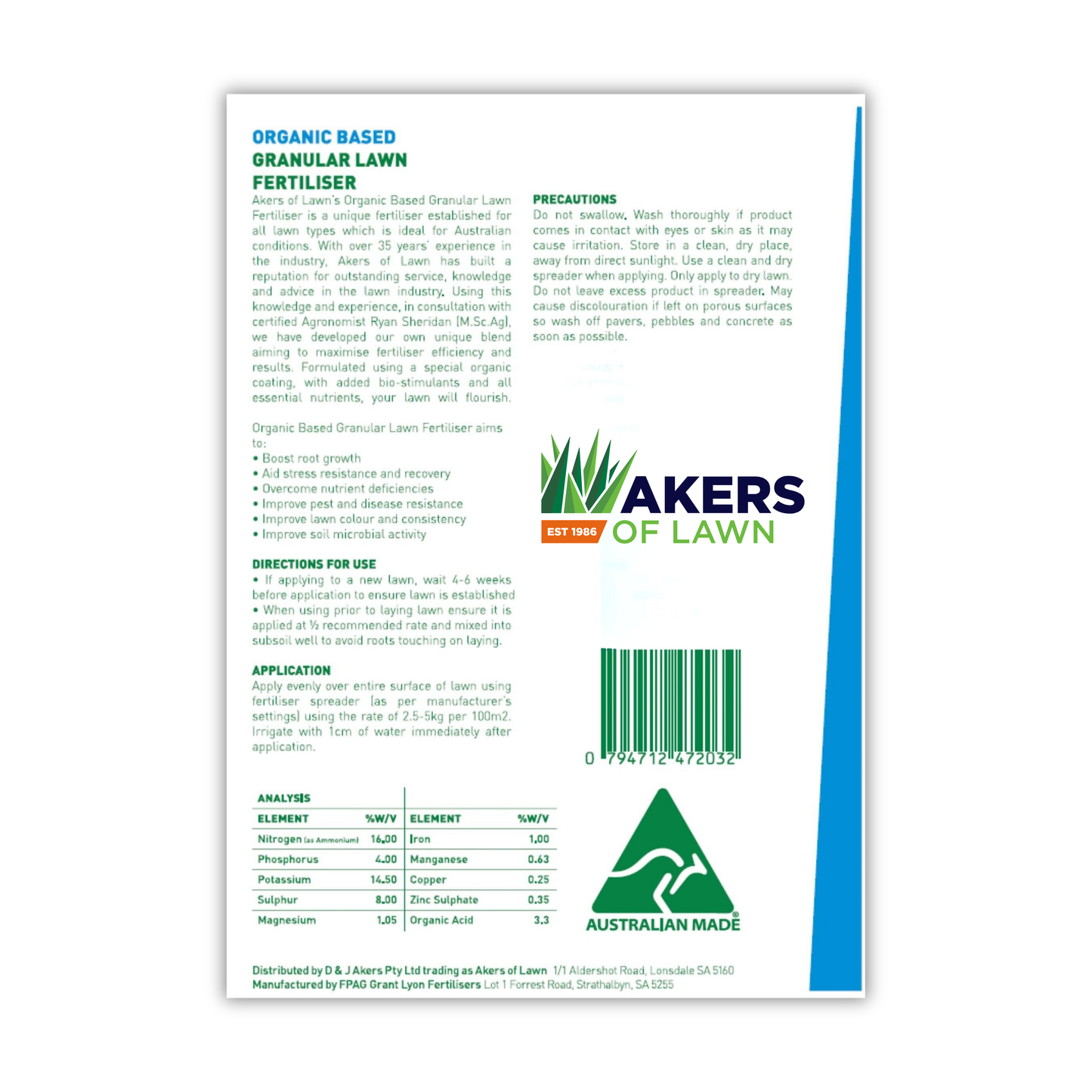 Akers Organic Based Granular Fertiliser 5kg